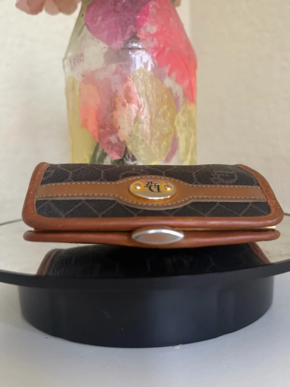 Christian Dior Vintage Leather Honeycomb Monogram Small Coin Pouch Wallet Luxury